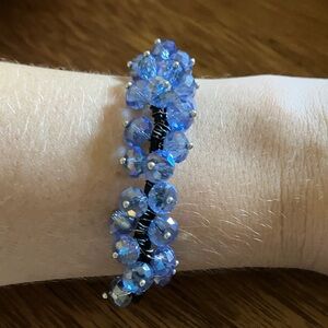 Unique Hand Crafted Dazzling Blue Crystal Beaded Bracelet